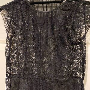 Beautiful black lace overlay bodysuit with snap crotch. No tags size Sm/Med